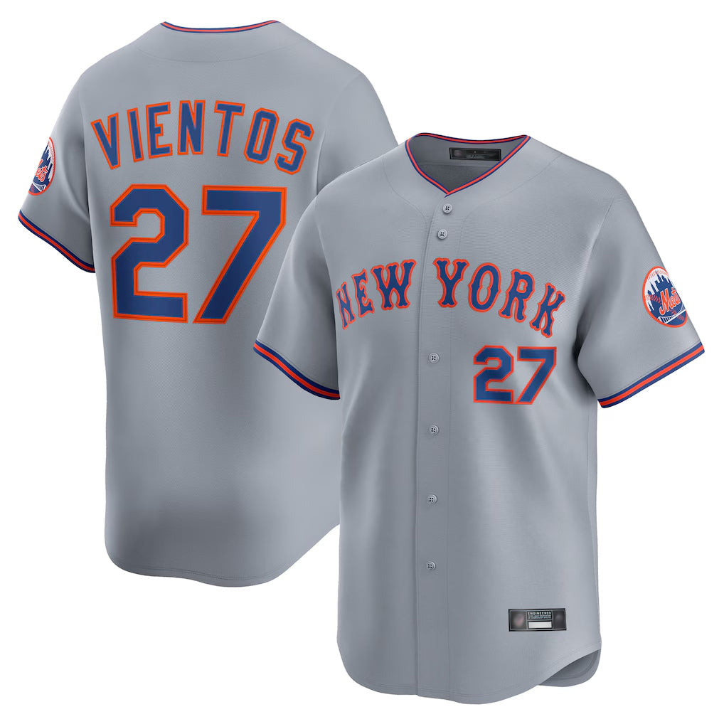Boles NY.Mets #27 Mark Vientos Player Gray Road Limited Home Stitched Jerseys