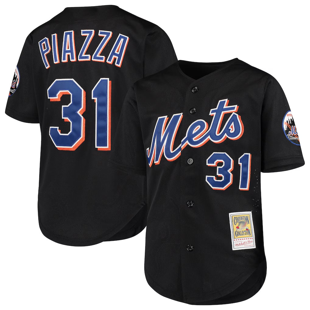 Boles NY.Mets #31 Mike Piazza Player Black Mitchell & Ness Cooperstown Collection Home Limited Stitched Jerseys