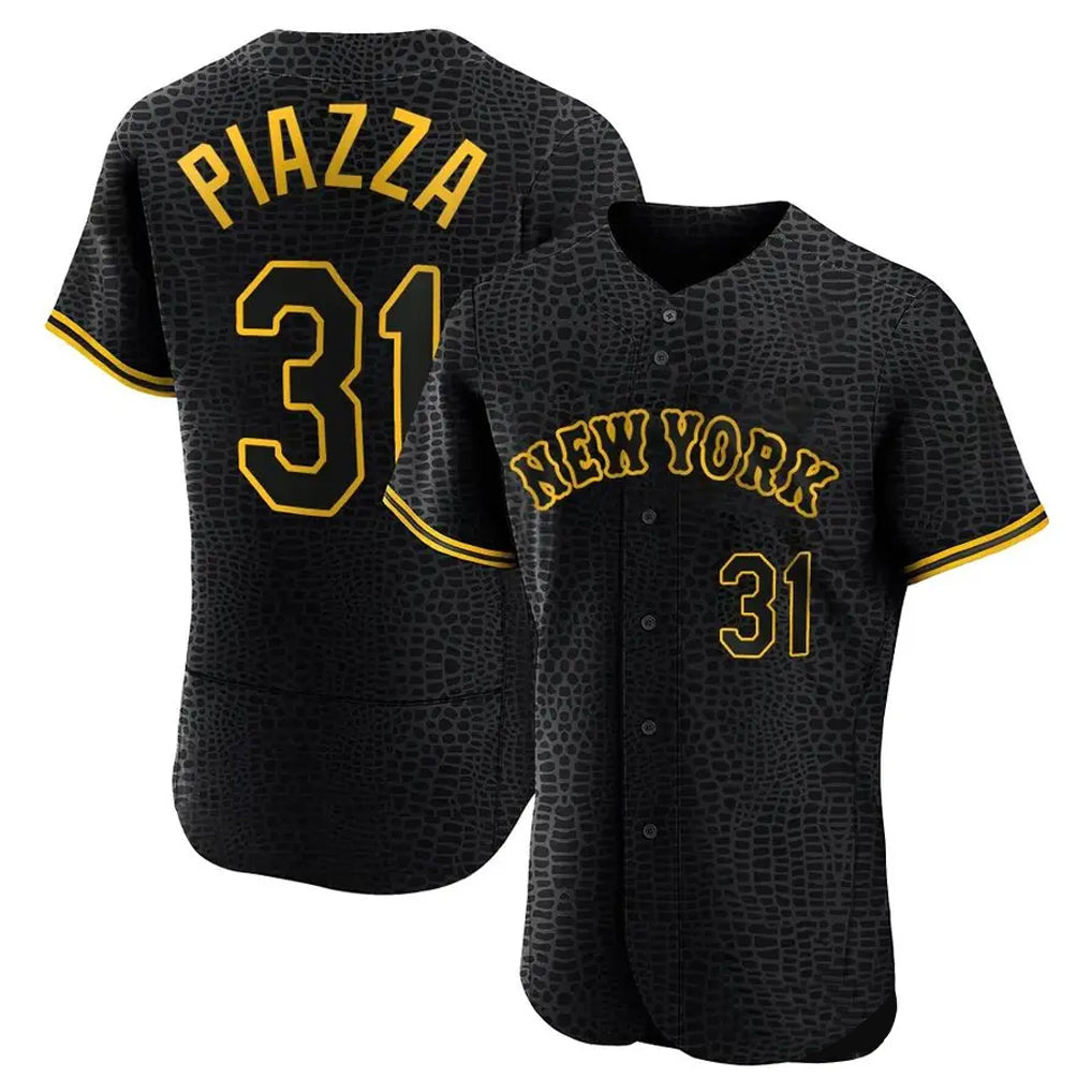 Boles NY.Mets #31 Mike Piazza Player Black Snake Skin City Home Limited Elite Stitched Jerseys