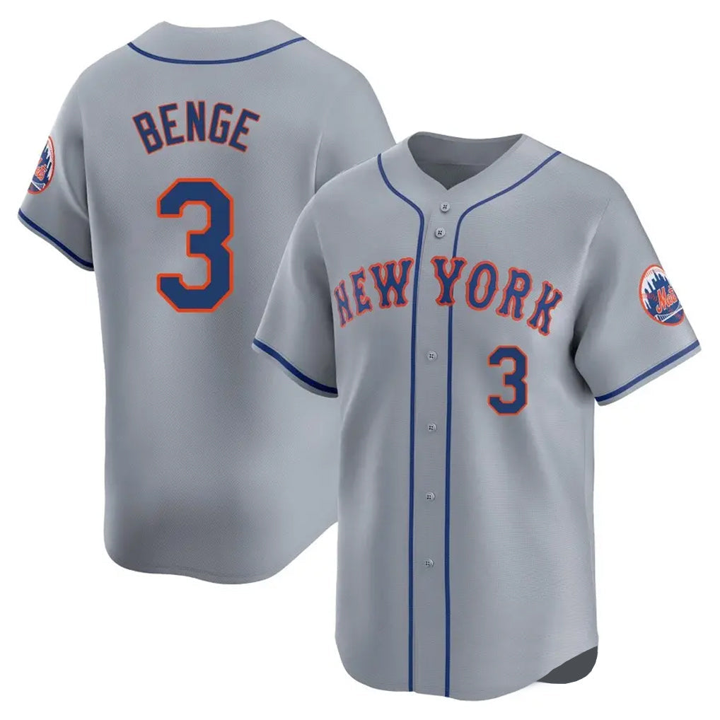 Boles NY.Mets #3 Carson Benge Player Gray Road Limited Home Stitched Jerseys