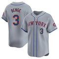 Boles NY.Mets #3 Carson Benge Player Gray Road Limited Home Stitched Jerseys