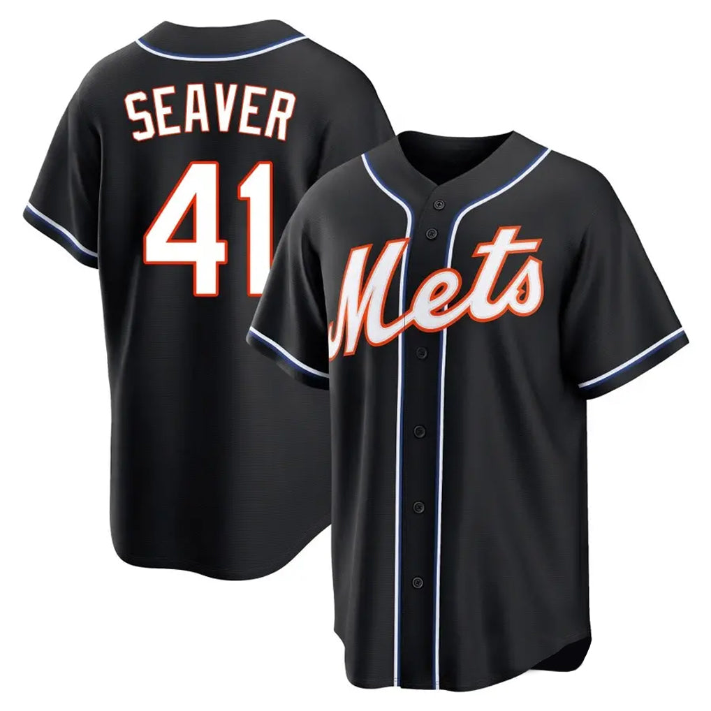 Boles NY.Mets #41 Tom Seaver Player Black Fashion Out Game Stitched Jerseys