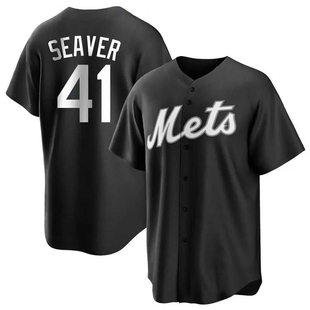 Boles NY.Mets #41 Tom Seaver Player Black Home Game Stitched Jerseys