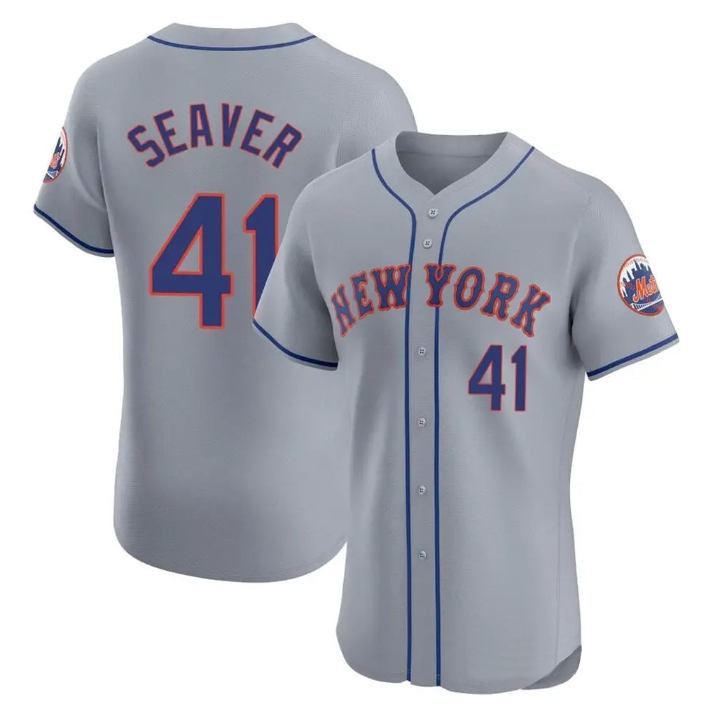 Boles NY.Mets #41 Tom Seaver Player Gray Road Limited Elite Home Stitched Jerseys