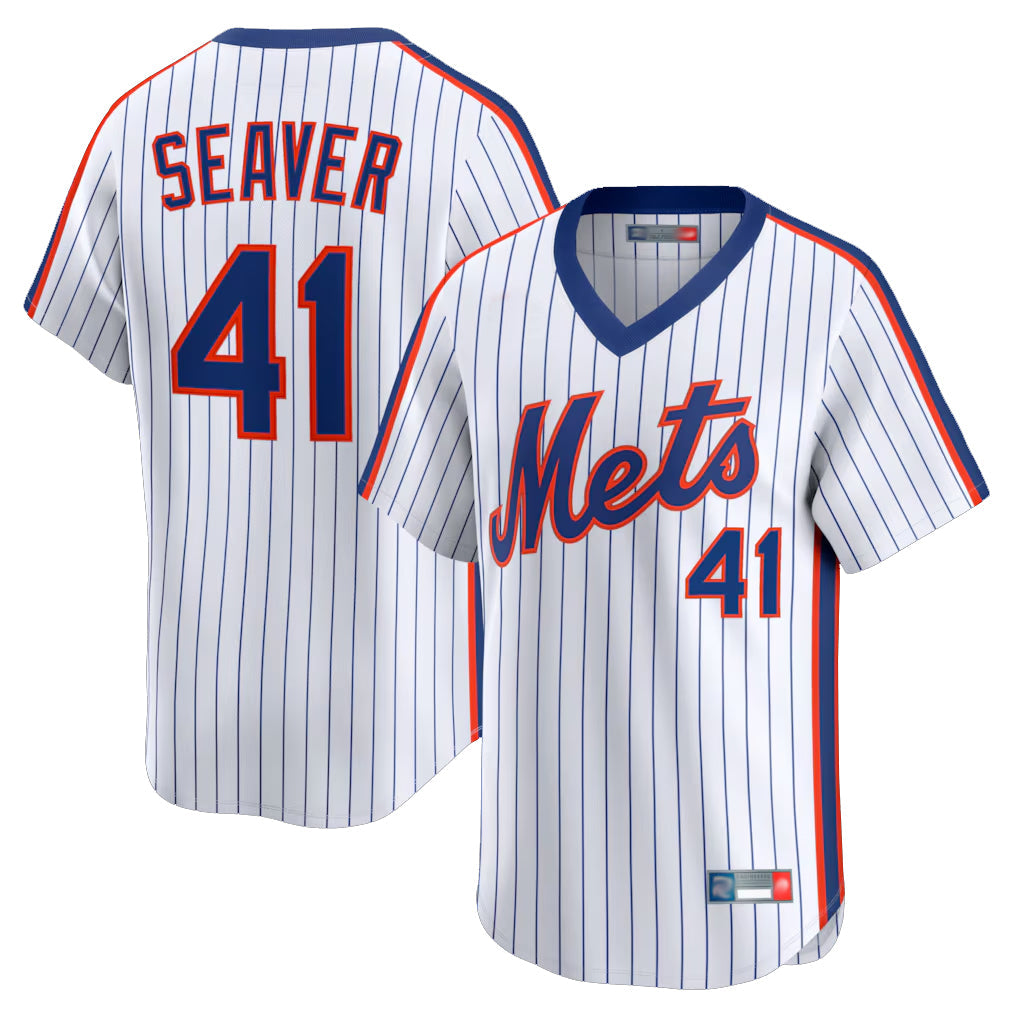 Boles NY.Mets #41 Tom Seaver Player White Cooperstown Collection T-shirt Game Stitched Jerseys
