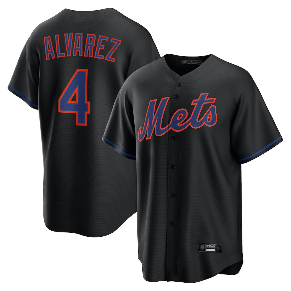 Boles NY.Mets #4 Francisco Alvarez Player Black Alternate Home Game Stitched Jerseys