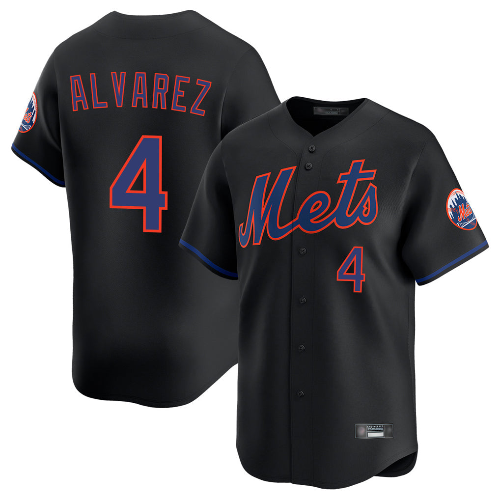 Boles NY.Mets #4 Francisco Alvarez Player Black Alternate Home Limited Stitched Jerseys