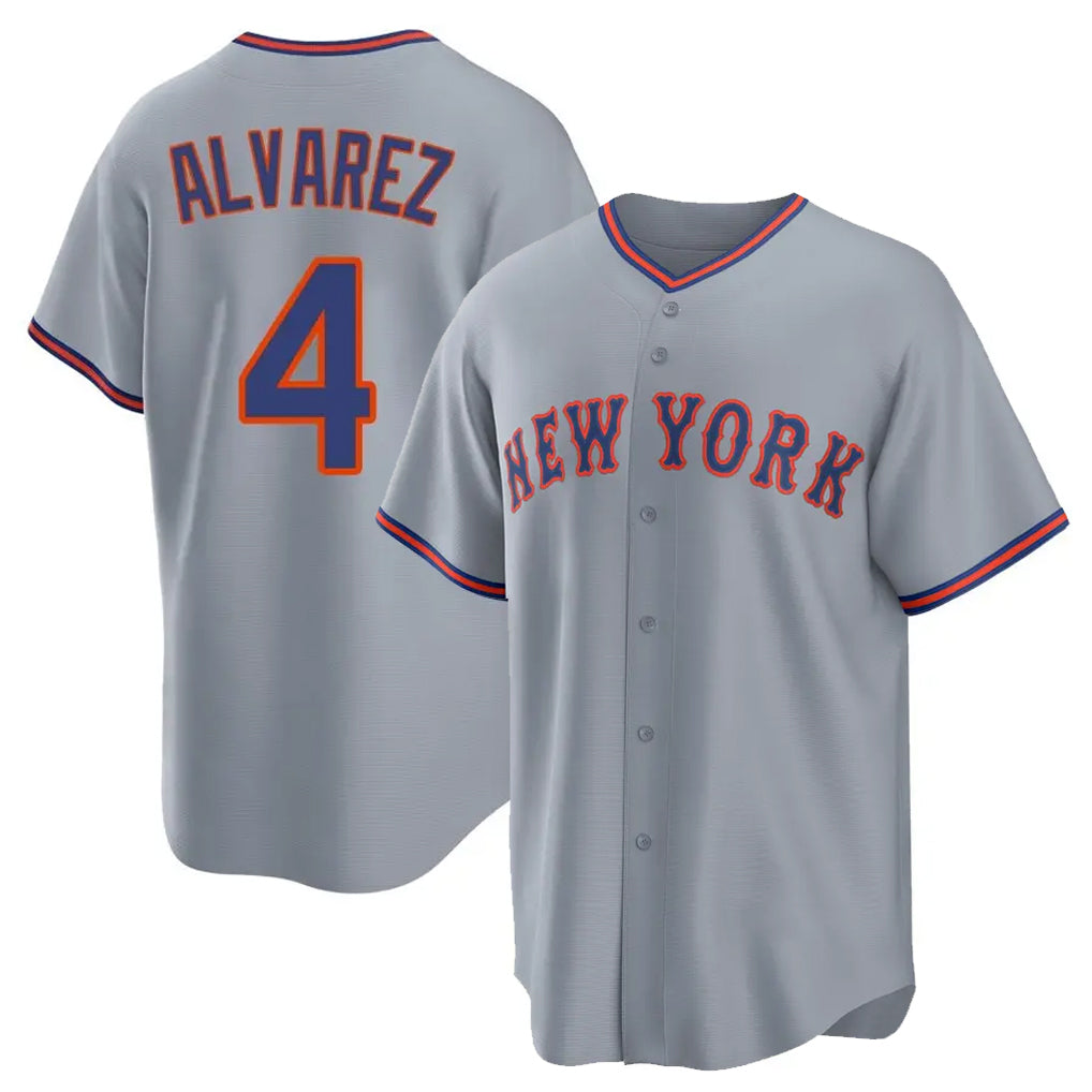 Boles NY.Mets #4 Francisco Alvarez Player Gray Road Home Game Stitched Jerseys