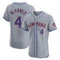 Boles NY.Mets #4 Francisco Alvarez Player Gray Road Limited Elite Home Stitched Jerseys
