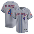Boles NY.Mets #4 Francisco Alvarez Player Gray Road Limited Home Stitched Jerseys