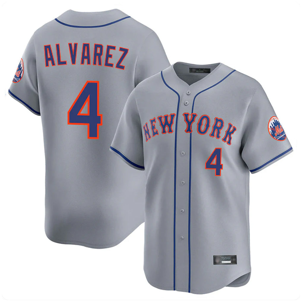 Boles NY.Mets #4 Francisco Alvarez Player Gray Road Limited Home Stitched Jerseys