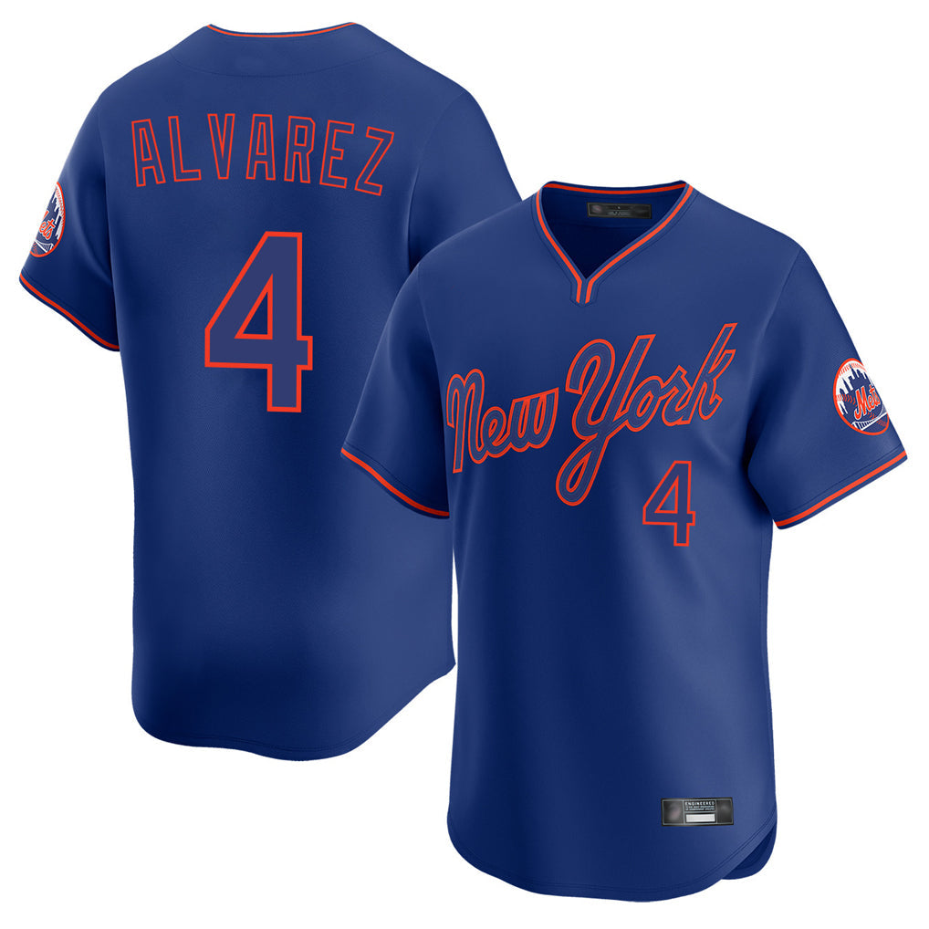 Boles NY.Mets #4 Francisco Alvarez Player Royal T-shirt Home Limited Elite Stitched Jerseys