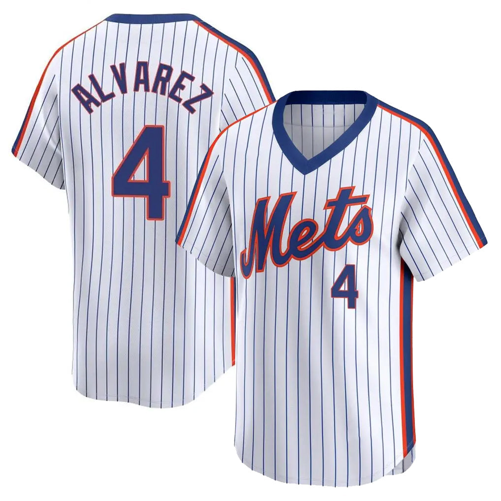 Boles NY.Mets #4 Francisco Alvarez Player White Cooperstown Collection T-shirt Game Stitched Jerseys