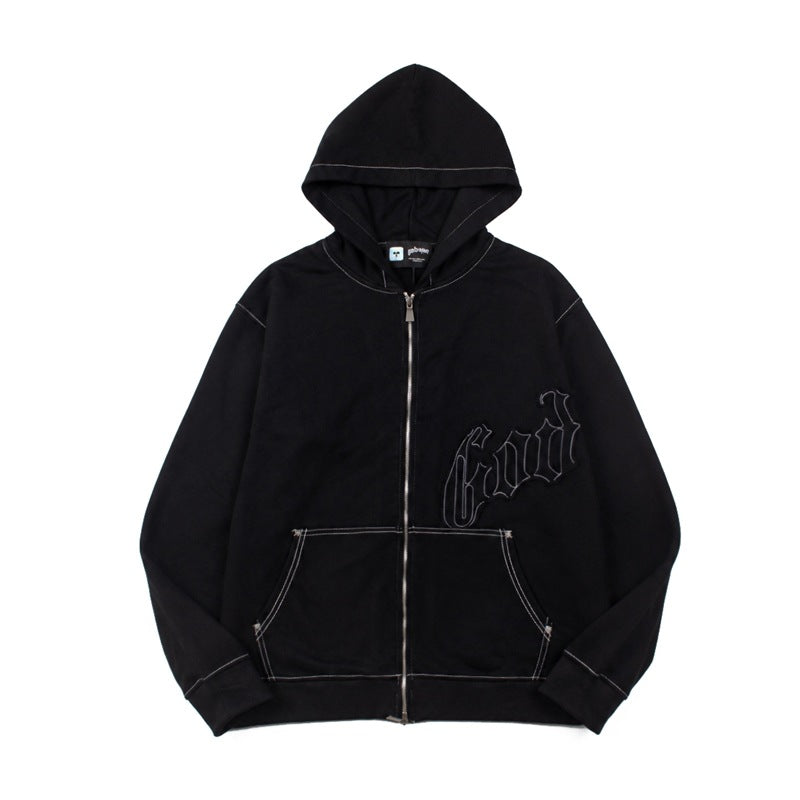2026 American High Street Appliqué Embroidery Retro Hip hoodie