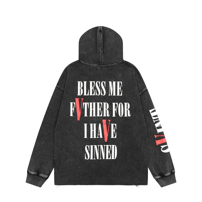 2026   American High Street Style Autumn/Winter Trendy Letter Print Hoodie