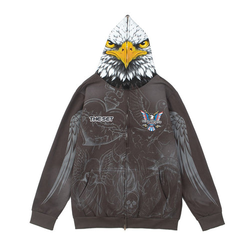 2026   American Street Hip Hop Retro Graffiti Eagle Print hoodie