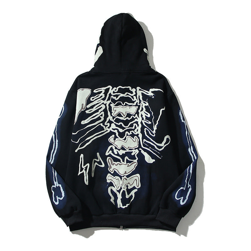 2026  American Style Autumn/Winter Skull Zipper Cardigan hoodie