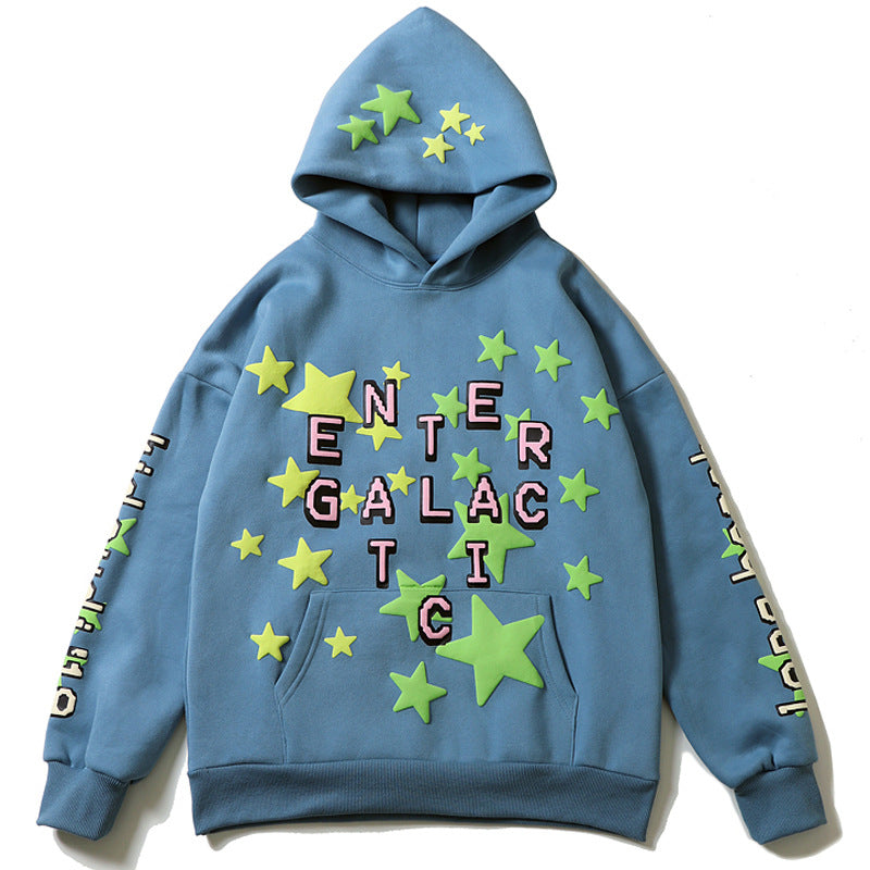 2026 American high-street Kanye West five-pointed star letter star foam hoodie