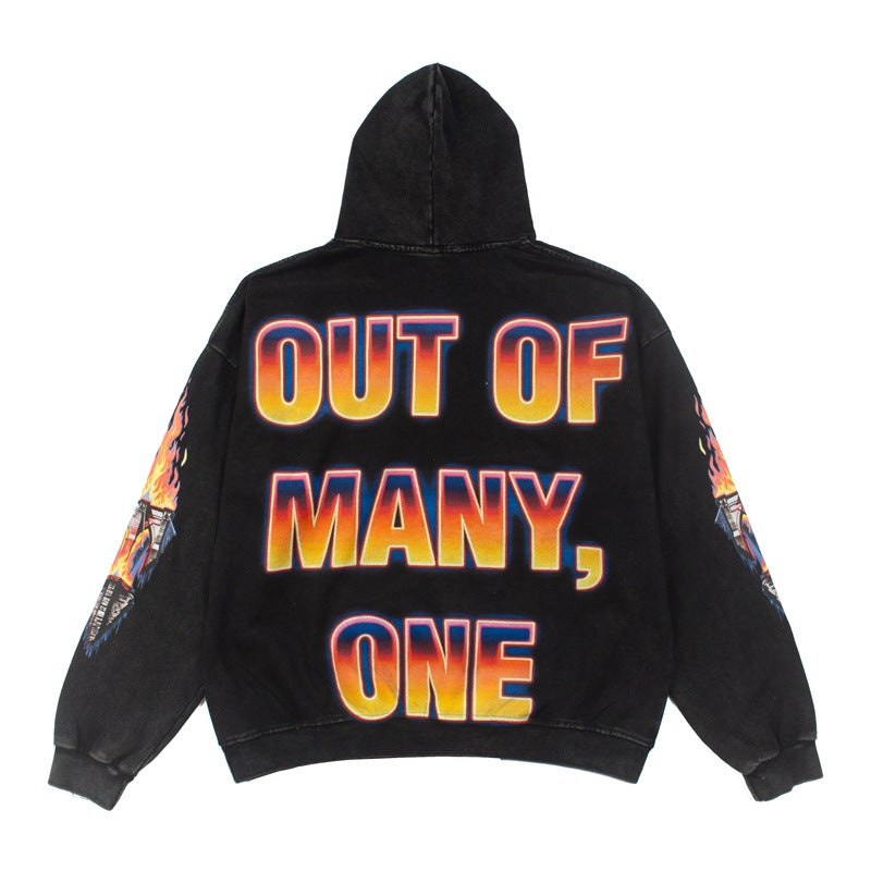 2026  American High Street Retro Falling Statue of Liberty Hoodie