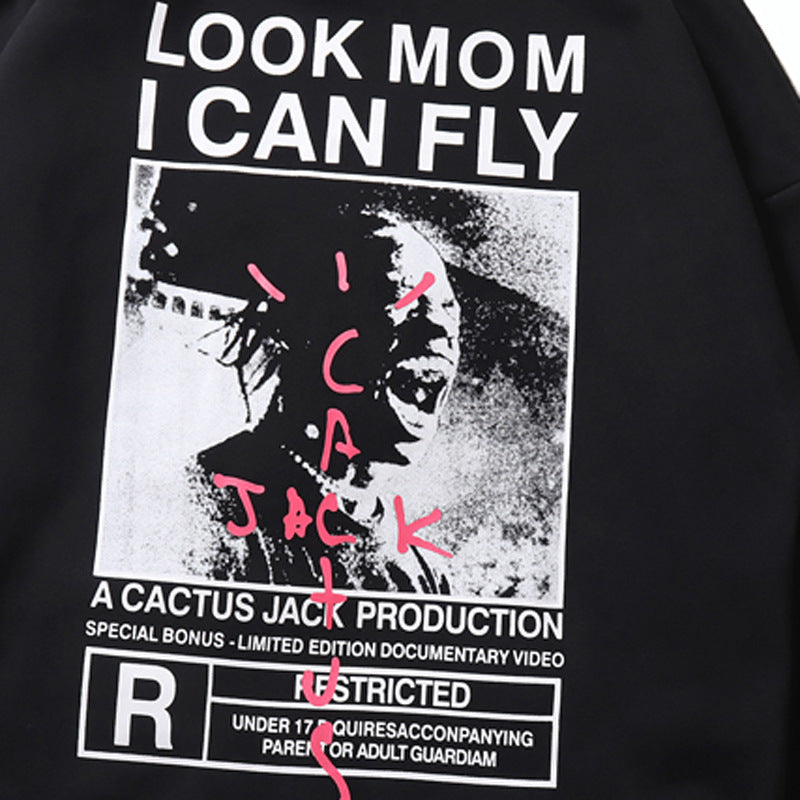 2026 American Style Autumn/Winter Trendy Portrait Print Fleece-Lined hoodie