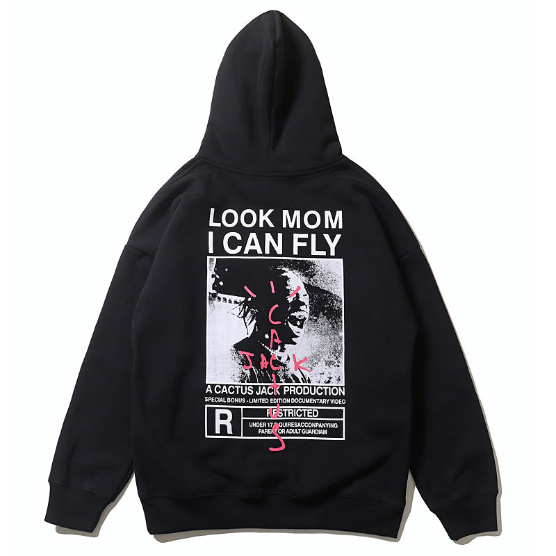 2026 American Style Autumn/Winter Trendy Portrait Print Fleece-Lined hoodie