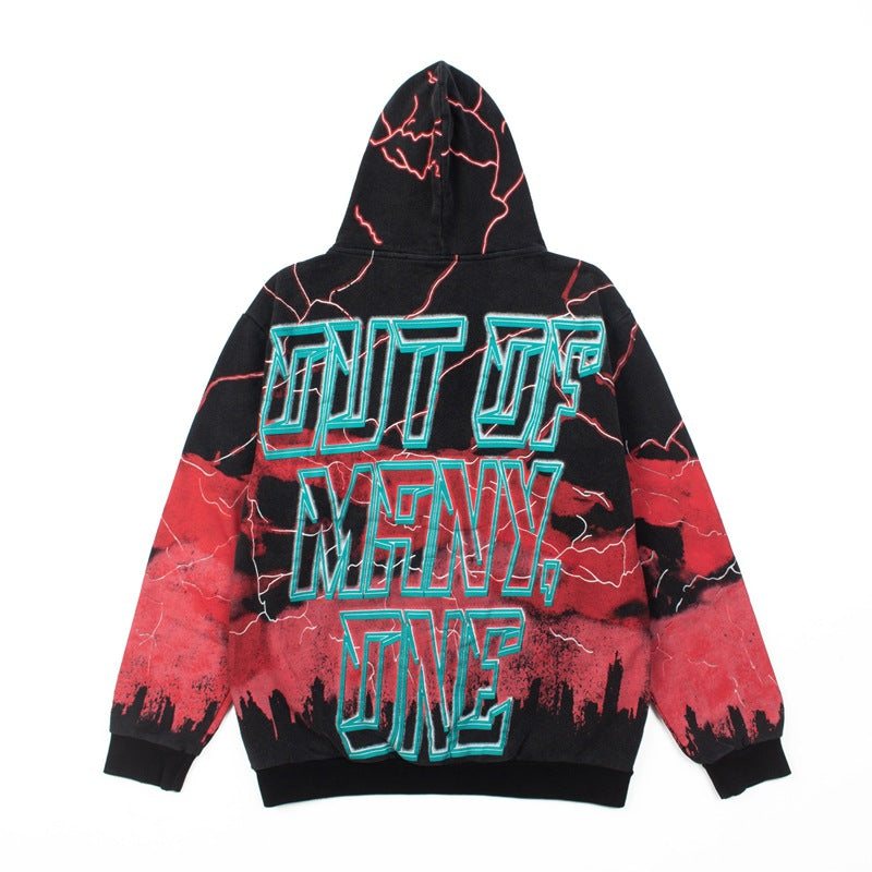 2026 American Street Style Statue of Liberty Print Terry hoodie