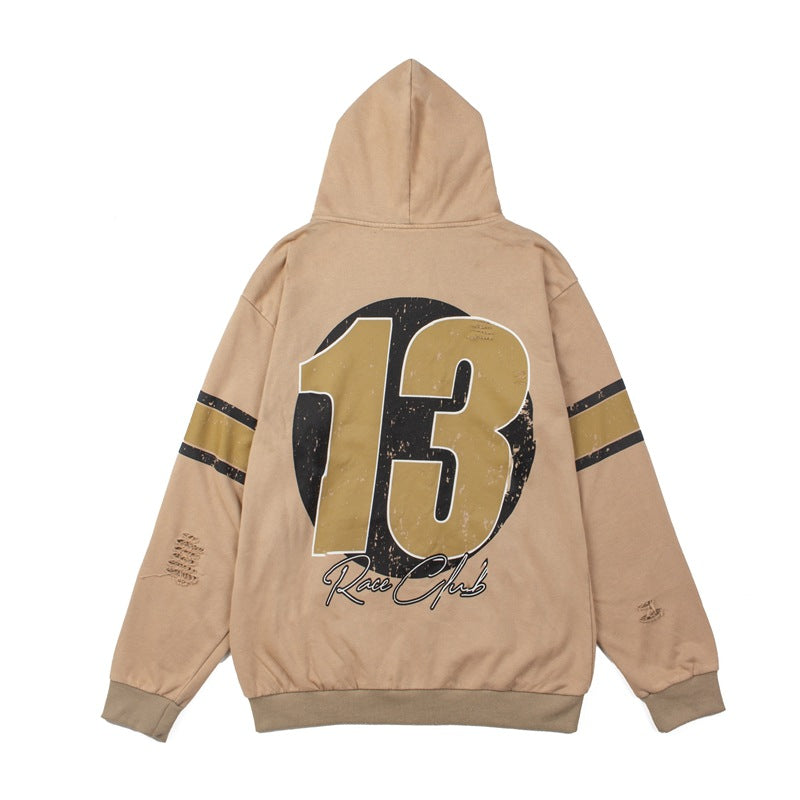 2026   Cross-border American High Street Distressed Washed Retro Loose Hoodie
