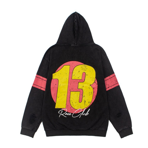 2026   Cross-border American High Street Distressed Washed Retro Loose Hoodie