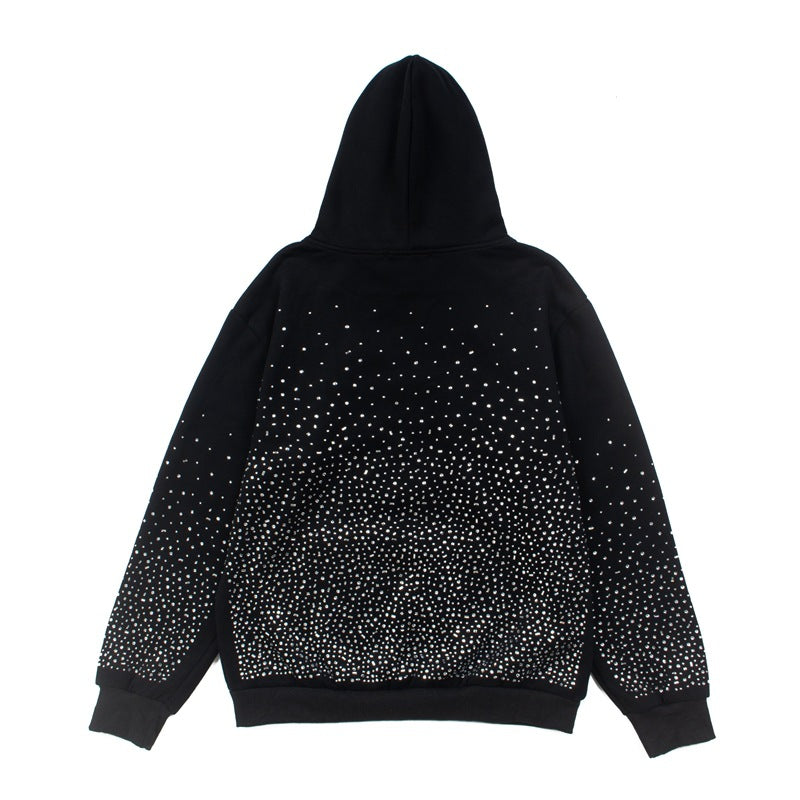 2026 American High Street Style Rhinestone Letter Print hoodie