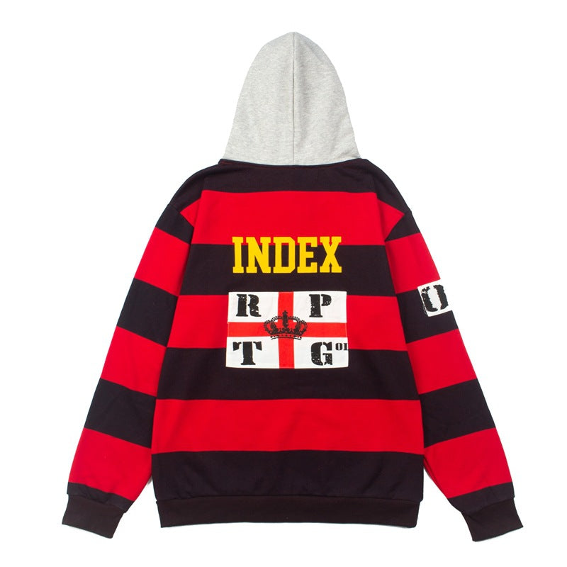 2026  American High Street New Striped Color Block Hoodie