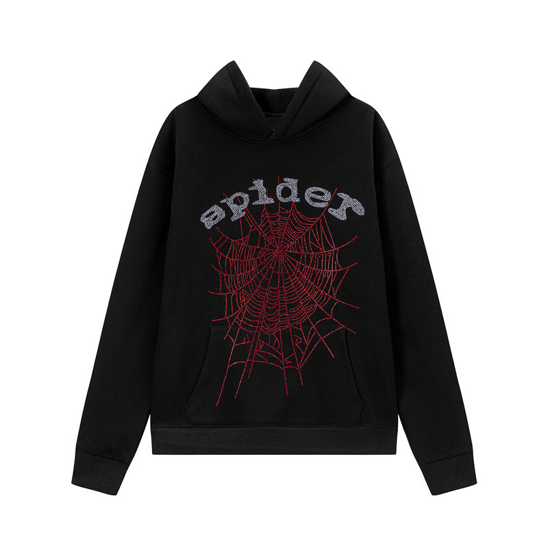 2026   American Style New Hoodie Spider Web Letter Hoodie