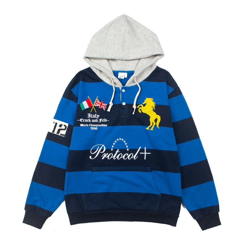 2026  American High Street New Striped Color Block Hoodie