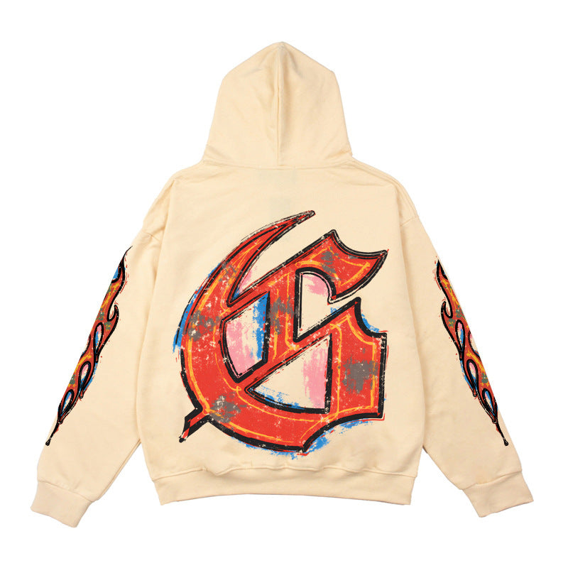 2026   American Trader Skull Print Retro Washed Hoodie