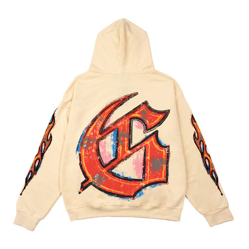 2026   American Trader Skull Print Retro Washed Hoodie