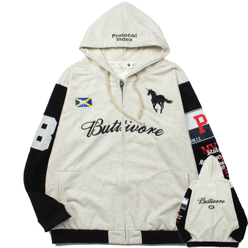 2026  American High Street Distressed Embroidered Pegasus hoodie