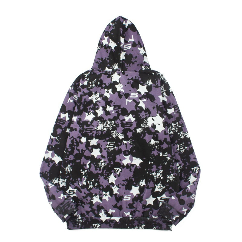2026 American Street Style Spiderweb Five-Star Camouflage hoodie