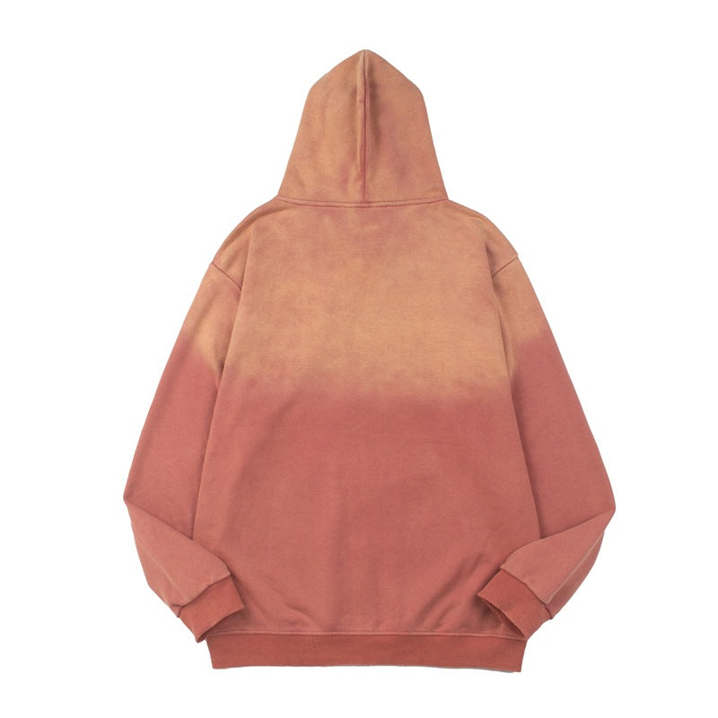 2026 American High Street Letter Embroidery Washed hoodie