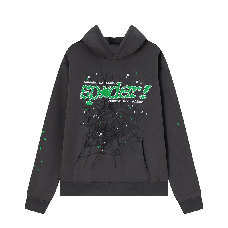 2026 American Style New Hoodie Spiderweb Letter Foam Hoodie