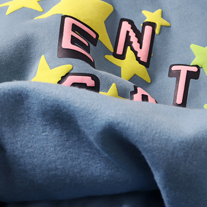 2026 American high-street Kanye West five-pointed star letter star foam hoodie