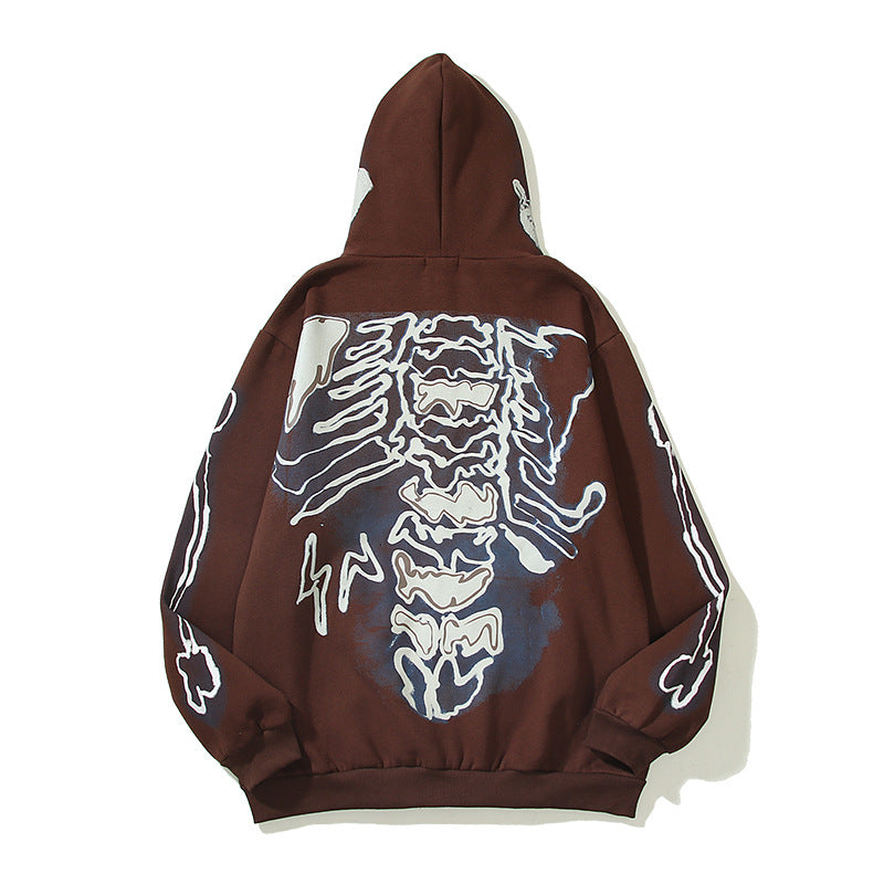 2026  American Style Autumn/Winter Skull Zipper Cardigan hoodie