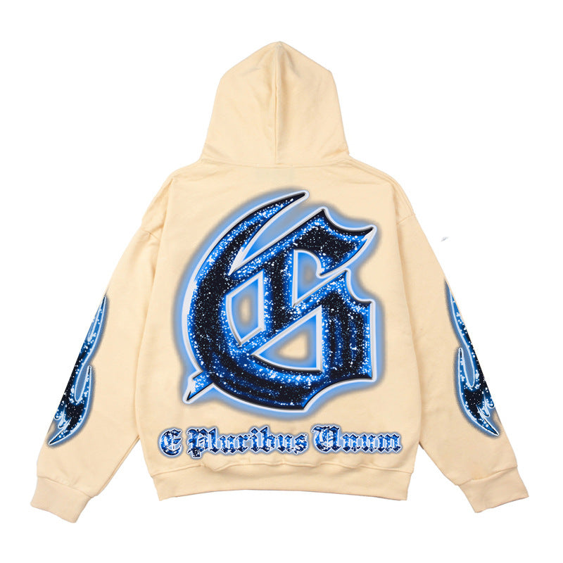 2026 American high street style new retro washed heavy metal hoodie