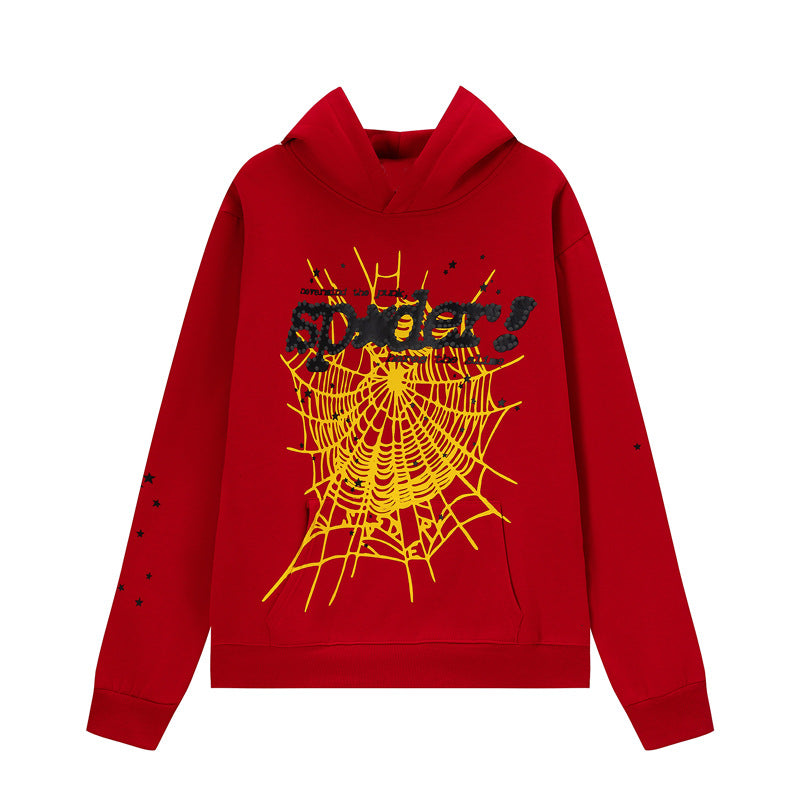 2026 American Style New Hoodie Spiderweb Letter Foam Hoodie