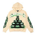 2026 American street rock retro TV print washed distressed hoodie