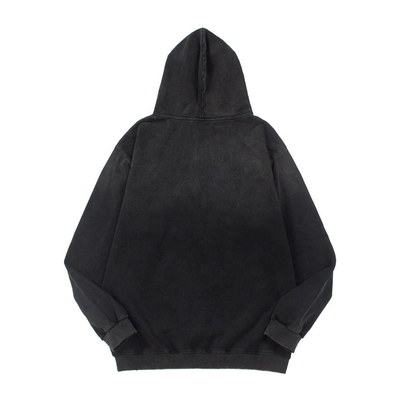 2026 American High Street Letter Embroidery Washed hoodie
