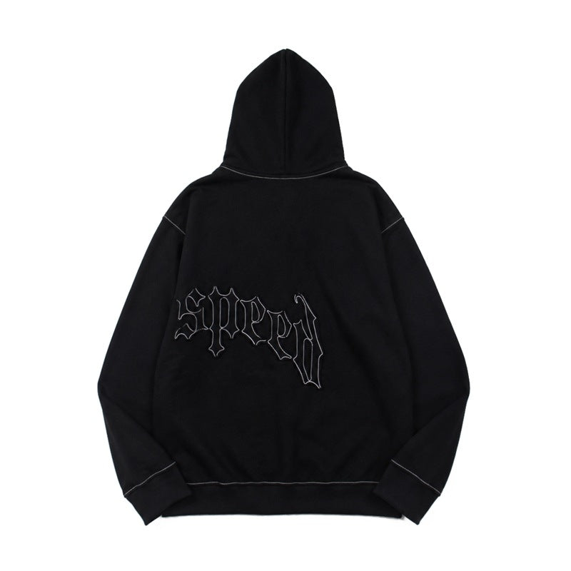 2026 American High Street Appliqué Embroidery Retro Hip hoodie