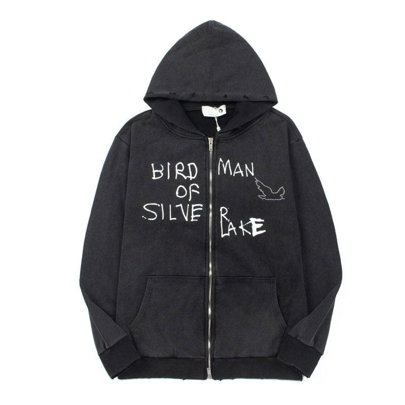 2026  Trendy American New Style Washed Retro Distressed Hoodie