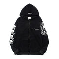 American Trendy Skull Patchwork Zipper hoodie