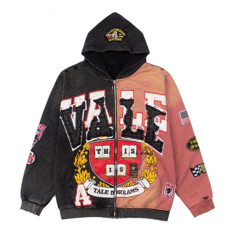 2026  American High Street Appliqué Embroidery Racing Style hoodie