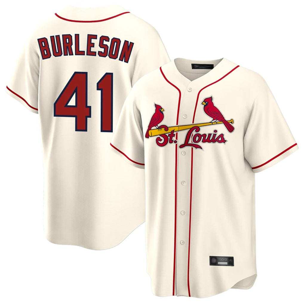 Boles  St. Louis Cardinals #41 Alec Burlesona Player Cream Home Game Stitched Jerseys