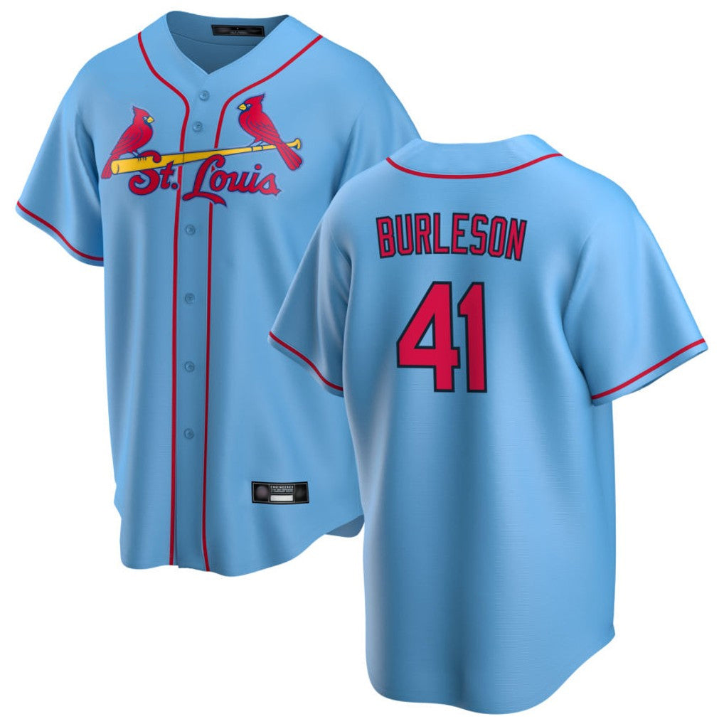 Boles  St. Louis Cardinals #41 Alec Burlesona Player Light Blue Home Game Stitched Jerseys